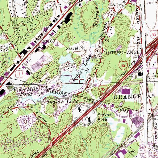 Topographic Map of Rose Mill Pond, CT