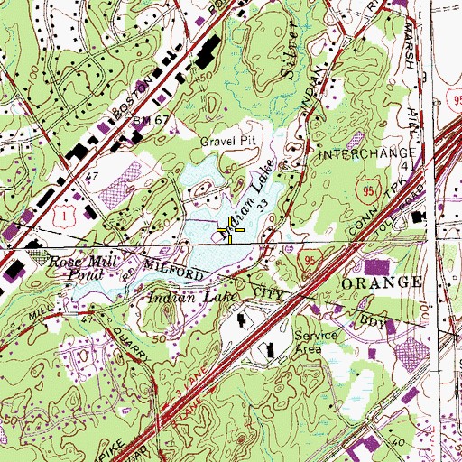 Topographic Map of Rose Mill Pond, CT