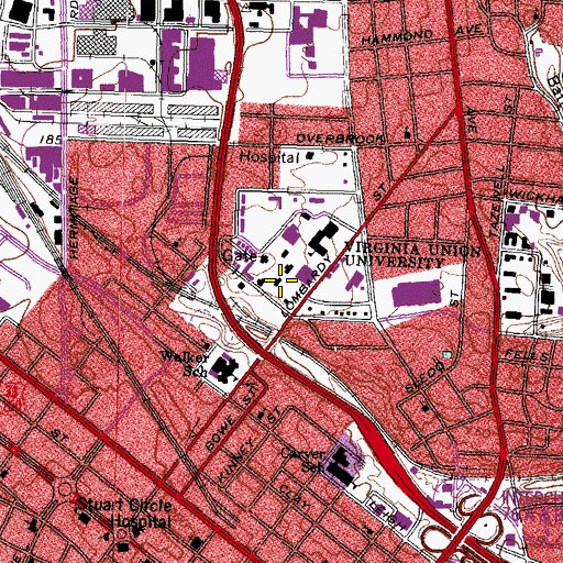 Topographic Map of Pickford Hall, VA