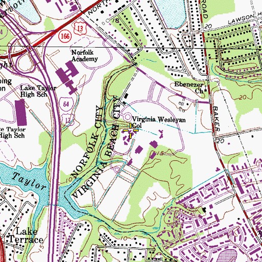 Topographic Map of Louise Eggleston Hall, VA