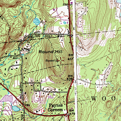 Topographic Map of Round Hill, CT