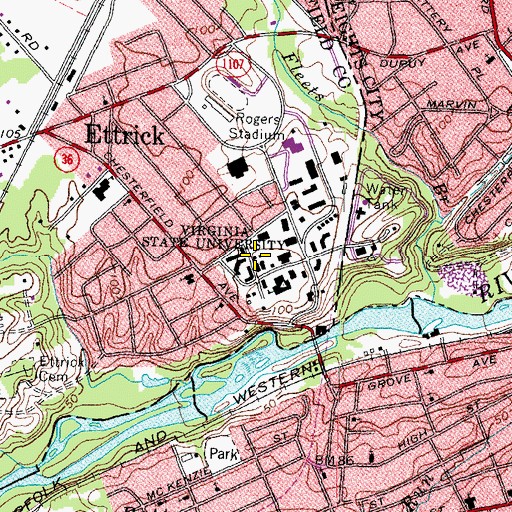 Topographic Map of Academic Support Center, VA