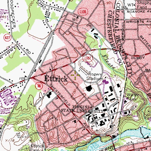 Topographic Map of Admissions Office Building, VA