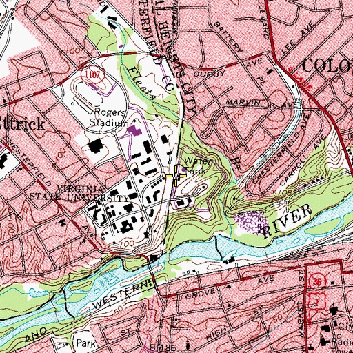 Topographic Map of Fauntleroy Hall, VA
