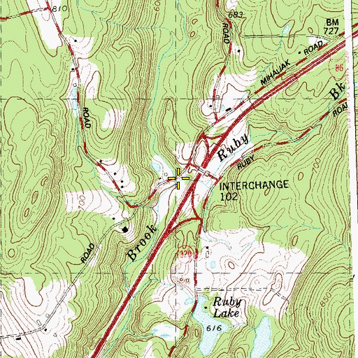 Topographic Map of Ruby Brook, CT