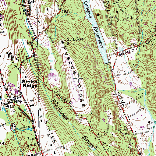 Topographic Map of Ruscoe Ridge, CT
