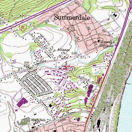 Topographic Map of Bollinger Hall, PA