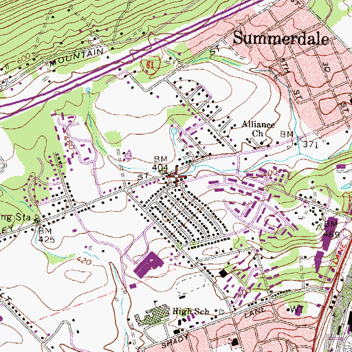 Topographic Map of Valley Road Building, PA