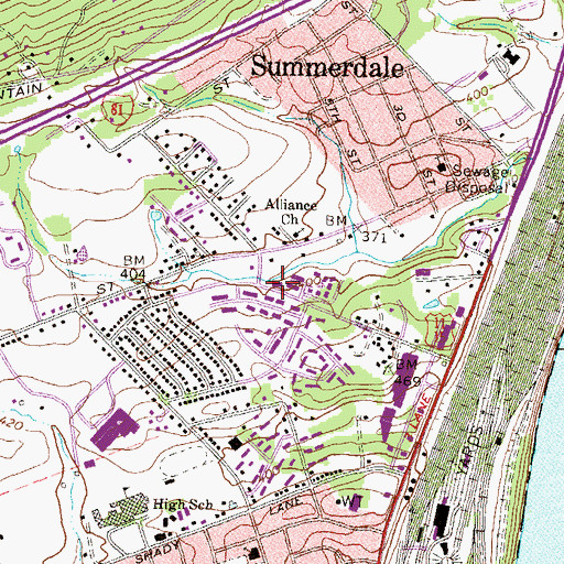 Topographic Map of West Wing, PA