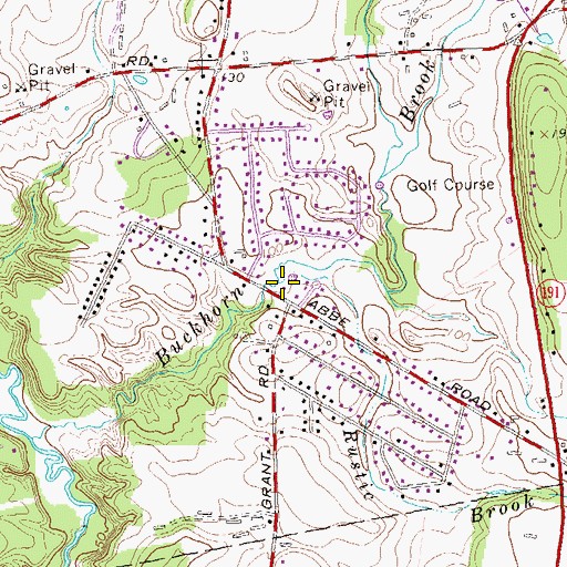 Topographic Map of Rustic Brook, CT