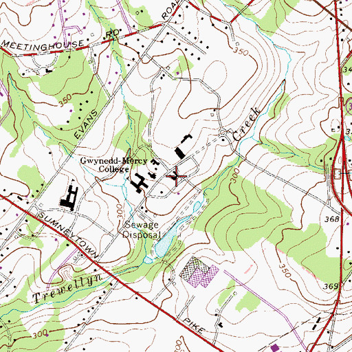 Topographic Map of Bryne Hall, PA