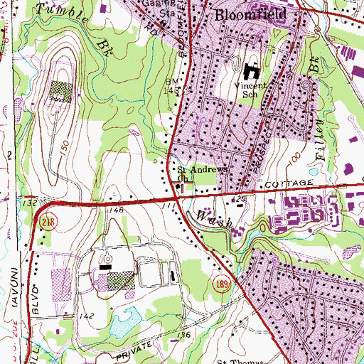 Topographic Map of Saint Andrews Church, CT