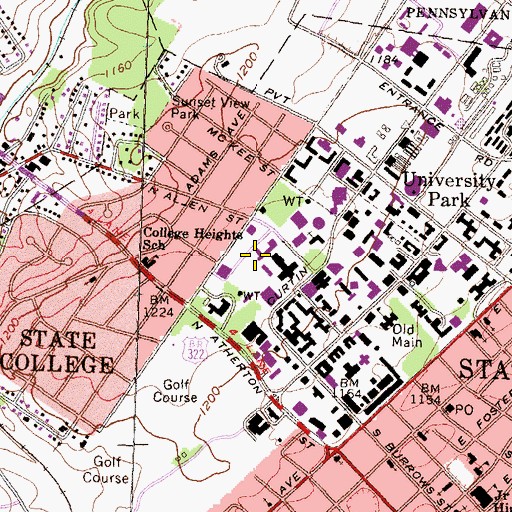 Topographic Map of Moore Building, PA