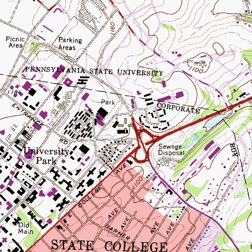 Topographic Map of Research East Bluilding, PA