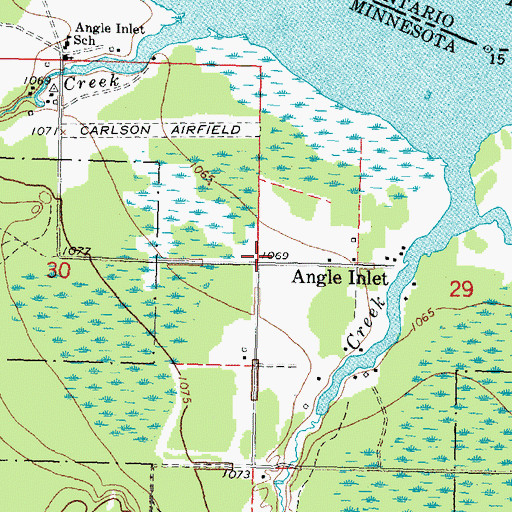 Topographic Map of Angle Inlet Post Office, MN