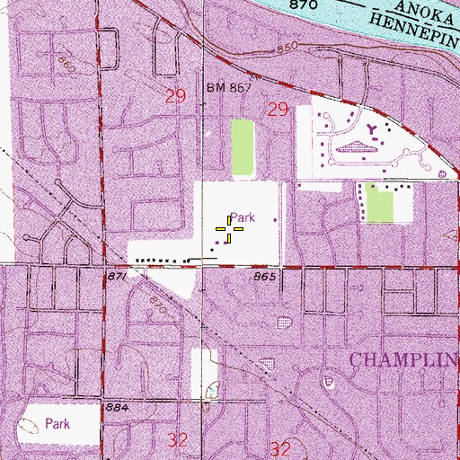 Topographic Map of Andrews Park, MN