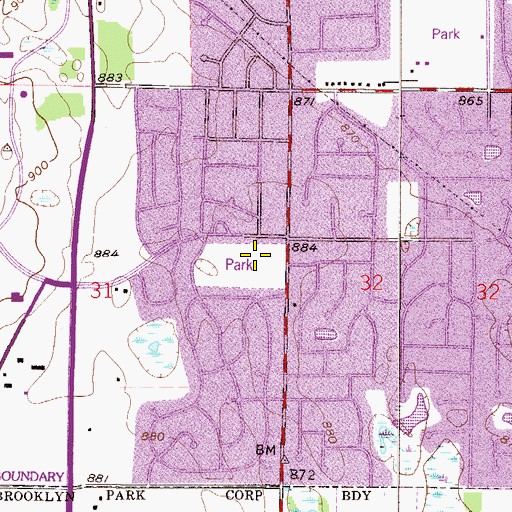 Topographic Map of Northland Park, MN