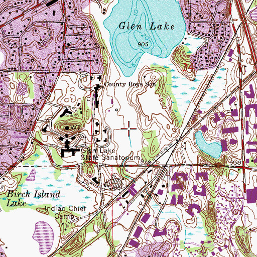Topographic Map of Glen Lake Golf and Practice Center, MN
