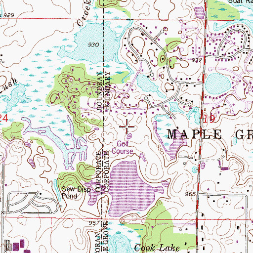 Topographic Map of Rush Creek Golf Course, MN