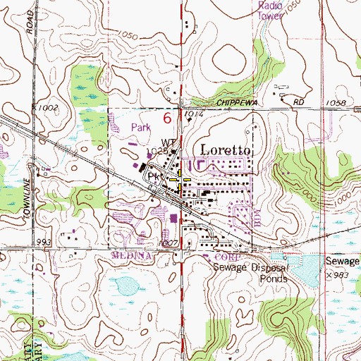 Topographic Map of Loretto City Hall, MN