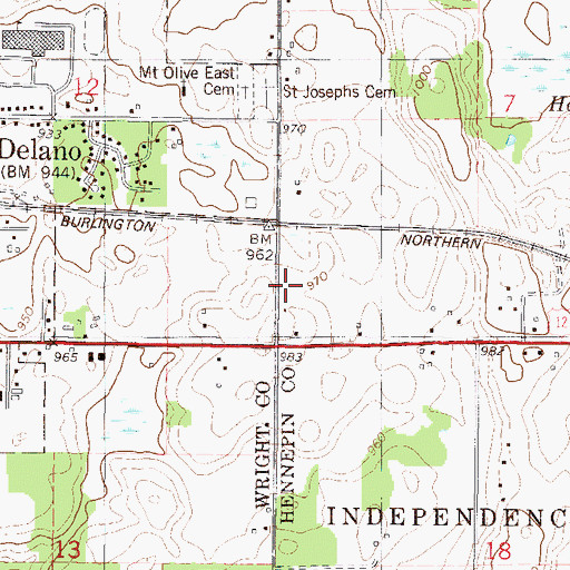 Topographic Map of United Methodist Church, MN