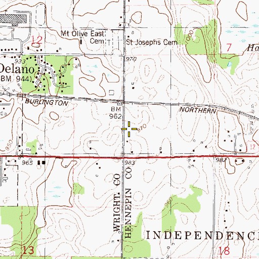 Topographic Map of United Methodist Church, MN