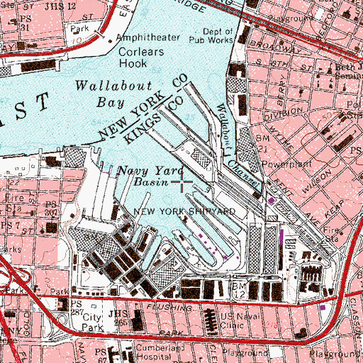 Topographic Map of Wallabout Bay (historical), NY
