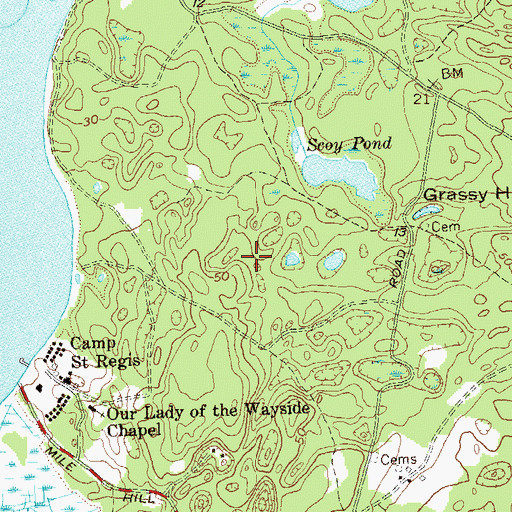 Topographic Map of Grace Estate Preserve, NY