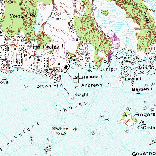 Topographic Map of Saint Helena Island, CT