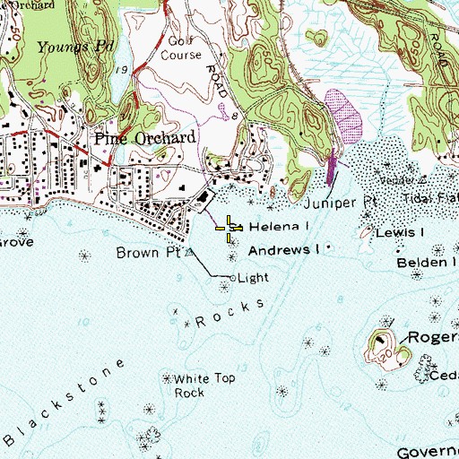 Topographic Map of Saint Helena Island, CT