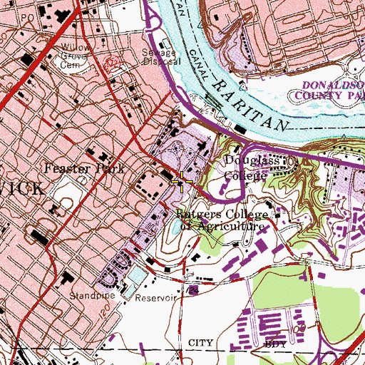 Topographic Map of Douglass College Center, NJ