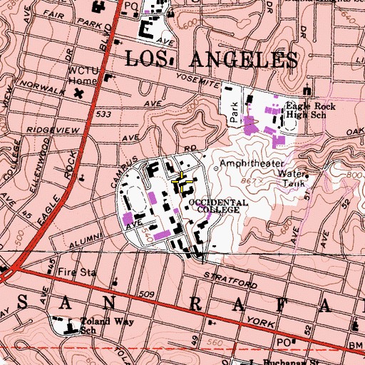 Topographic Map of Chilcott Hall, CA