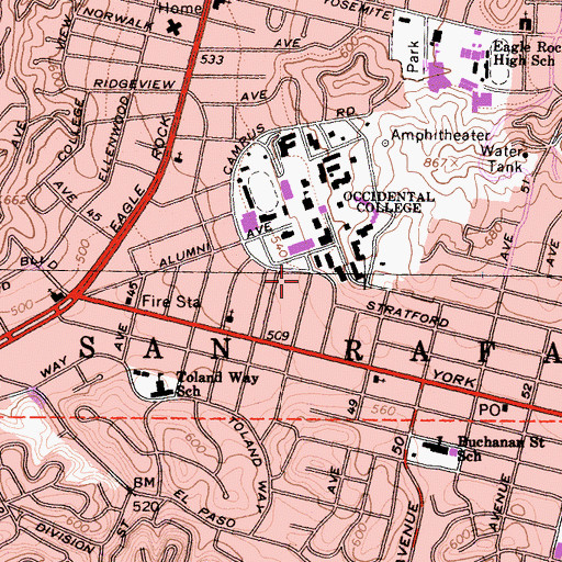Topographic Map of Intercultural Community Center, CA