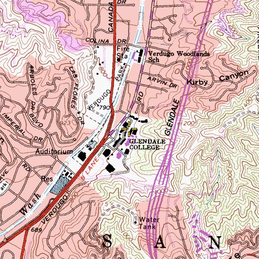 Topographic Map of San Gabriel Building, CA
