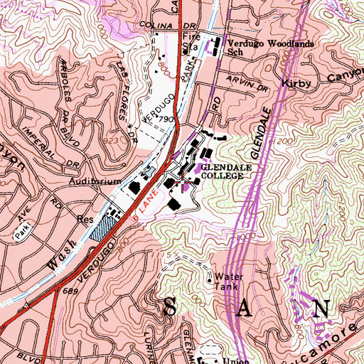 Topographic Map of Sierra Madre Building, CA