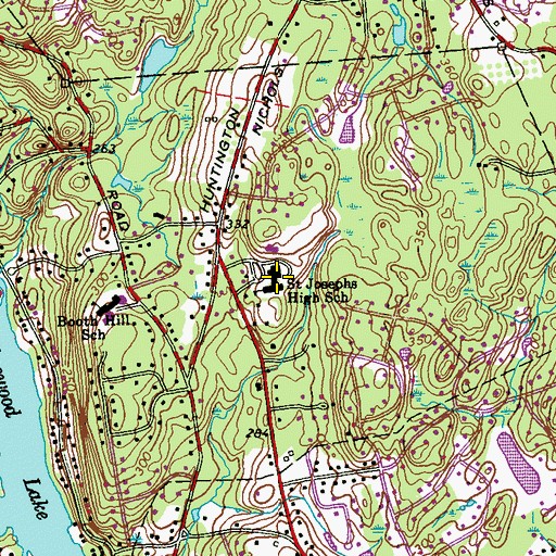 Topographic Map of Saint Josephs High School, CT