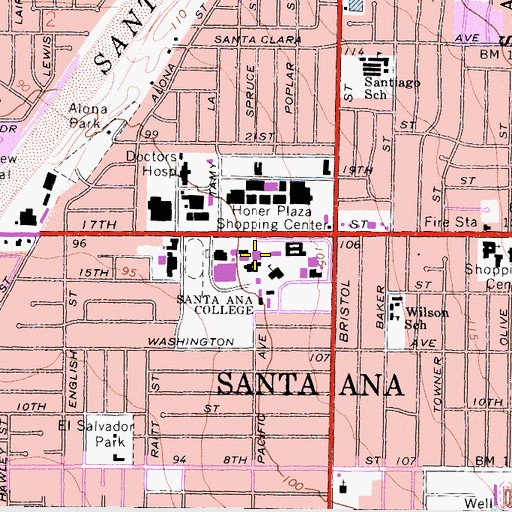 Topographic Map of Russell Hall, CA
