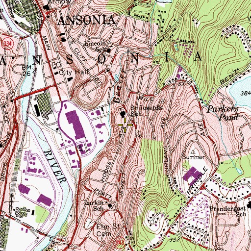 Topographic Map of Saint Josephs School, CT