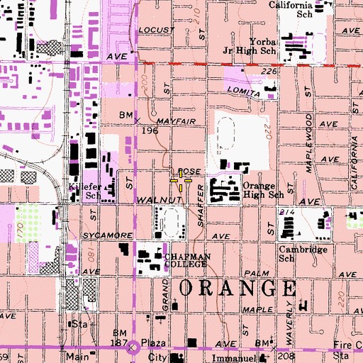Topographic Map of Morlan Hall, CA