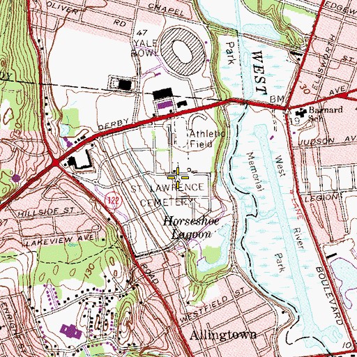 Topographic Map of Saint Lawrence Cemetery, CT