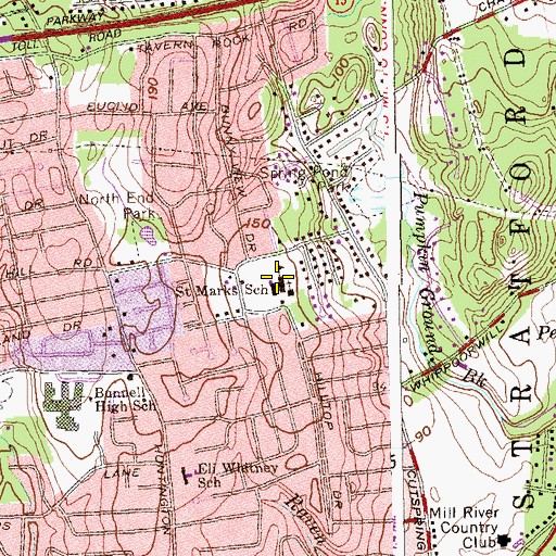 Topographic Map of Saint Marks School, CT