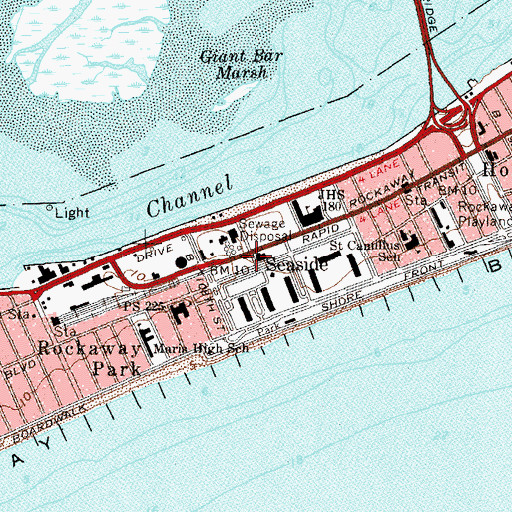 Topographic Map of Seaside Station, NY