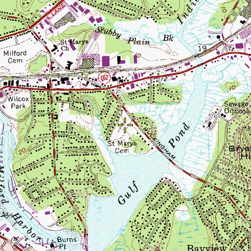 Topographic Map of Saint Marys Cemetery, CT