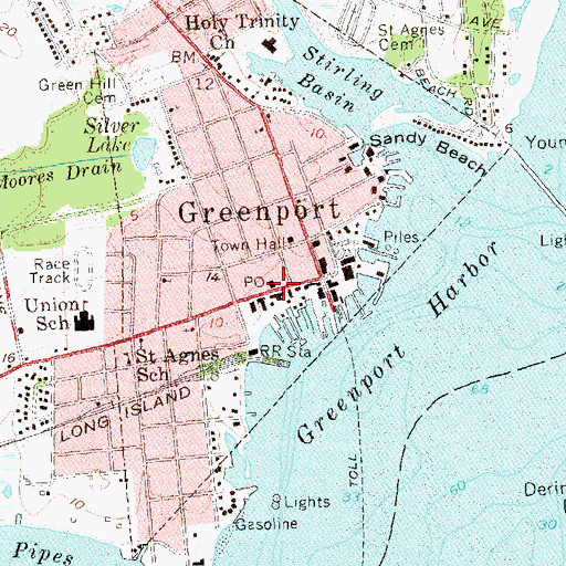 Topographic Map of Greenport Post Office, NY