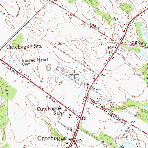 Topographic Map of Cutchogue Cemetery, NY