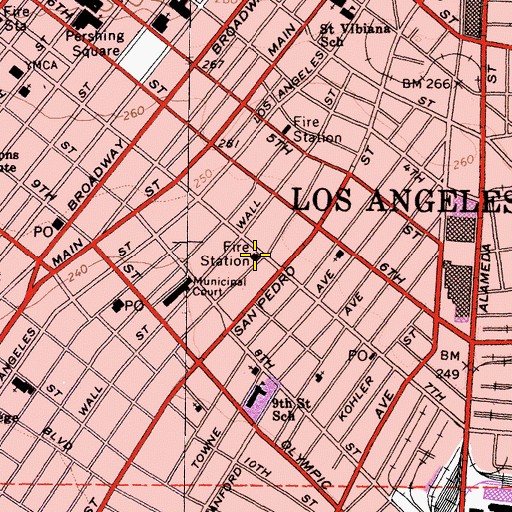 Topographic Map of City of Los Angeles Fire Department Station 9, CA