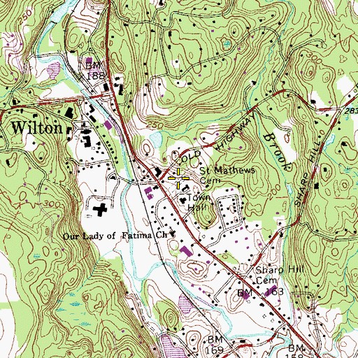 Topographic Map of Saint Mathews Cemetery, CT