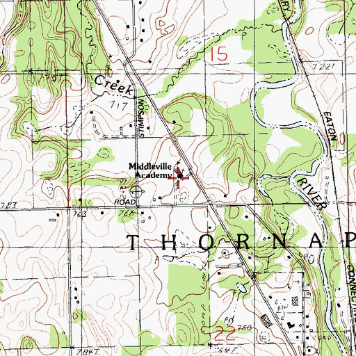 Topographic Map of Middleville Academy, MI