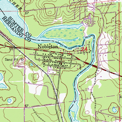 Topographic Map of Nobleton Community Church, FL