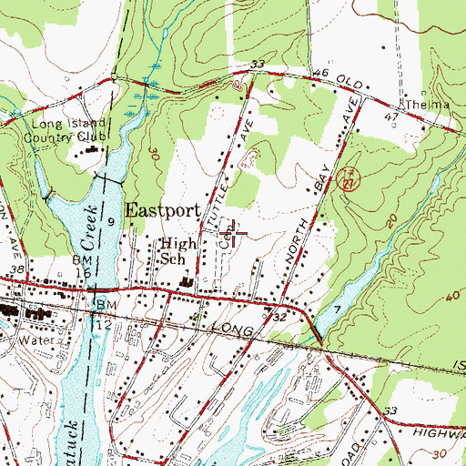 Topographic Map of Eastport Cemetery, NY